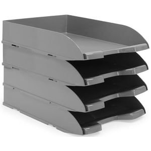 Waytex 4 stuks brievenbak, A4, kunststof, ondoorzichtig, grijs