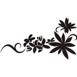 Indigos F53 Muurtattoo/Muursticker - abstract design Tribal/filigraan plantenrank met grote bladeren en mooie bloemen