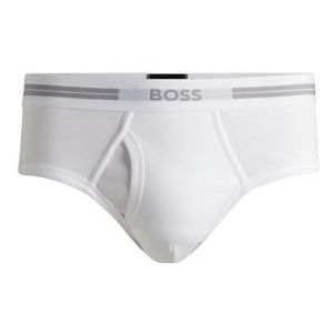 BOSS Traditional Original Slip voor heren van geribbeld katoen met logo op de tailleband, White100, S