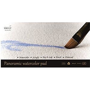 SMLT AS-20 (260) PAN English Watercolor Pads Panorama, aquarelpapier, 260 gsm wit 100% gerecycled papier met katoen, bestand tegen veroudering en zuurvrij, 20 vellen