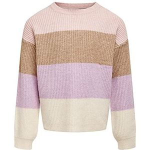 ONLY Meisjes Kogsandy L/S Stripe Pullover KNT Noos gebreide trui, Sepia Rose/Stripes:w. Toast-kokosnoot/Crocus Petal/Whitecap Gray, 122-128