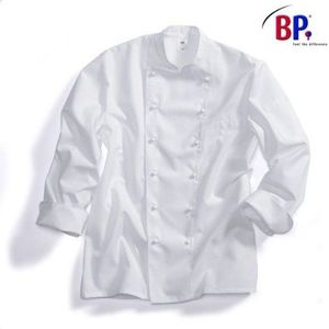 BP 1503-400 Heren kookjas gemaakt van duurzaam gemengd weefsel wit, maat 48