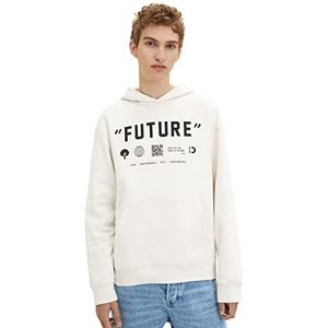 TOM TAILOR Denim Uomini Hoodie sweatshirt met print 1034098, 10338 - Soft Light Beige, M
