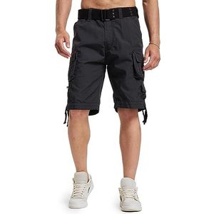 Brandit Savage Gladiator Ripstop cargoshorts voor heren, met 9 zakken incl. riem, cargbroek, korte broek, bermuda, zomer, herenshorts, Army Men Pants voor mannen, 6 kleuren, zwart, 4XL