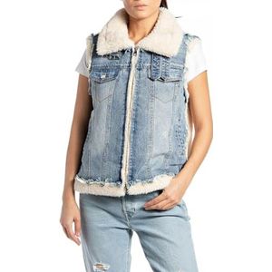 Replay dames jeansvest, 010 Natural White/Mid Blue, XS