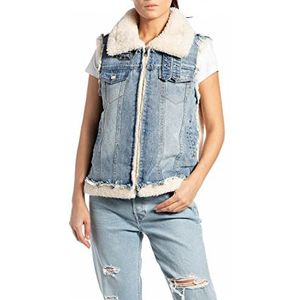 Replay dames jeansvest, 010 Natural White/Mid Blue, XS