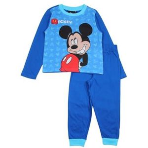 Disney Mickey Mouse pyjama van katoen, comfortabel en stijlvol voor winternachten, Mickey-design, Marineblauw, 4 Jaren