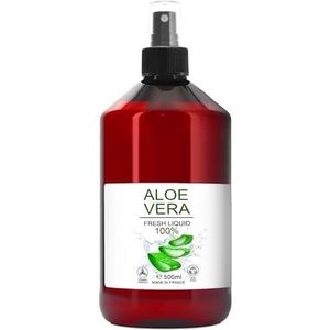 100% natuurlijke aloë vera, vloeistof, pure aloë vera, in spray, zonder conserveringsmiddelen, geen chemicaliën, geen verdikkingsmiddelen, aloë voor huid en haarverzorging, thuiscosmetica, 500 ml