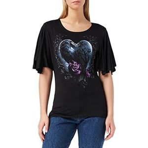 Spiral Raven Heart T-shirt zwart L 95% viscose, 5% elastaan Everyday Goth, Gothic, Rock wear