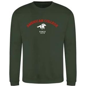 AMERICAN COLLEGE USA Sweatshirt Sweatshirt Print Warme Kleding Uniseks Mannen en Vrouwen Casual Model ACSCRW3 Donkergroen XL, Groen, XL