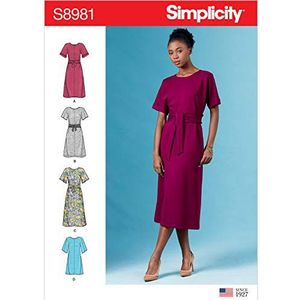 Simplicity S8981 Snijpatroon voor damesjurken, papier, wit, verschillende kleuren