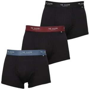 Ted Baker heren drie-pack trunk boxershorts - Zwart/Radicchio/wintertaling - XL