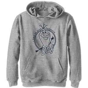 Disney Frozen 2 Deep Thought Olaf Boy's Hooded Pullover Fleece, Athletic Heather, Small, Athletic Heather, S