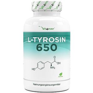 L-Tyrosine - 240 veganistische capsules - 1300 mg per dagelijkse portie - 4 maanden levering - Zuiver aminozuur uit plantaardige fermentatie - Veganistisch - Hoog gedoseerd