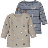 NAME IT - NBMVACION - T-shirt - Beige - 2 Pack - Lange Mouw