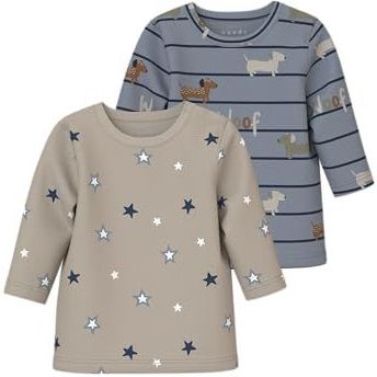 NAME IT - NBMVACION - T-shirt - Beige - 2 Pack - Lange Mouw