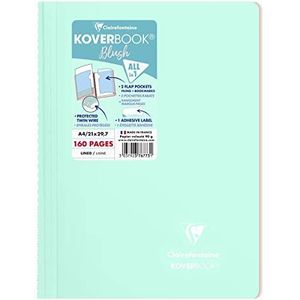 Clairefontaine 376773C Koverbook Blush Spiraalschrift - A4 21x29,7 cm - 80 blad gelijnd - Wit papier 90 g - Wraparound polypro omslag - Muntwater