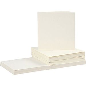 Kaarten en envelop Sets, kaart grootte 15x15 cm, envelop grootte 16x16 cm, gebroken wit, 50sets