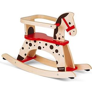 Janod - Caramel Wooden Rocking Horse - Toddler Toy - Learning Balance - For children from the Age of 1, J05984, Brown and Red
