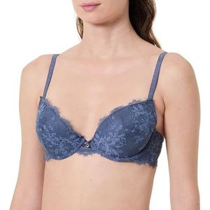 EMPORIO ARMANI Woman's Eternal LACE Push UP Verwijderbare Pads Blauw 34A, Blauw, 75A
