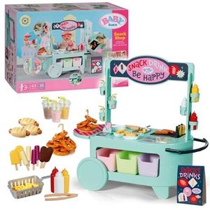 BABY born Snack Shop, eetkraam voor poppen met geluidseffecten, 25 verschillende fastfoodsnacks, 835883 Zapf Creation