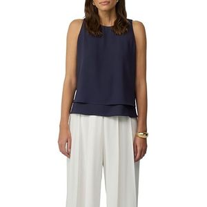 s.Oliver BLACK LABEL Dubbellaagse top van crêpe, Donkerblauw, 38