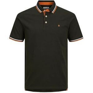 Mann JACK & JONES + Fit Polo Shirt JJEPAULOS Effen Zomer Overhemd Korte Mouw Pique Katoen Grote Maat, Colour:Green, Size:5XL