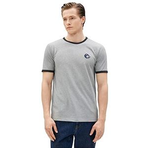 Koton Heren Wolf geborduurd Crew Neck Slim Fit Short Sleeve T-Shirt, antraciet (931), M