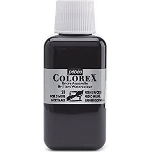 Pébéo - Colorex inkt 250 ml ivoorzwart - Colorex Pébéo aquarelinkt - fluweel zwarte inkt - multi-tool tekeninkt alle houders - 250 ml - ivoorzwart