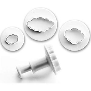 IBILI Uitsteekvormpjes, wolken met uitwerper, 3-delig, kunststof, wit, 14 x 8 x 3 cm, 3-delig