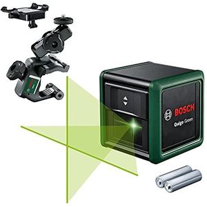 Bosch kruislijnlaser Quigo green met universele klem MM 2 (groene laser voor betere zichtbaarheid, behuizing gemaakt van gerecyclede kunststof)