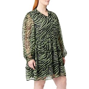 Vero Moda Curve Dames VMLYRA LS V-hals ABK Jurk WVN BTQ CUR Jurk, Zwart, 44, zwart, 44/Grote maten