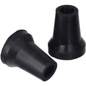 Sysfix 4 stuks eindkappen van zwart rubber voor standaard en wandelstok met een diameter van 17 mm met metalen schijf