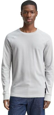 TOM TAILOR Denim T-shirt met lange mouwen voor heren, 15277 - chalk grey, XL