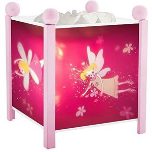 Trousselier - Elfen prinses - nachtlampje - magische lantaarn - ideaal geboortegeschenk - kleur hout roze - geanimeerde afbeeldingen - rustgevend licht - 12V 10W gloeilamp inclusief - EU-stekker