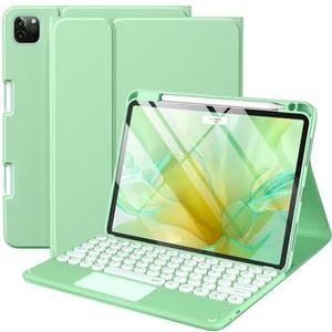 YMXuan Touchpad Toetsenbord Case voor iPad Pro 11""2021/2020/2018, Afneembaar Draadloos Bluetooth-toetsenbord met trackpad, Smart Siliconen Cover voor iPad Pro 11 Inch 3e/2e/1e Generatie (Groen)