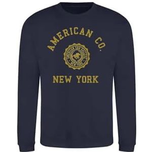 AMERICAN COLLEGE USA Sweatshirt met print, warme kleding, uniseks, kinderen, jongens en meisjes, casual, model ACSCRW4, marineblauw, 14 jaar, Blauw, 14 ans