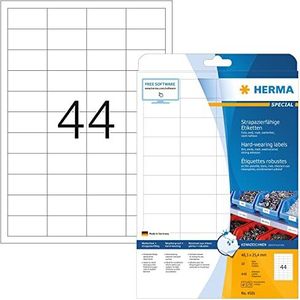 HERMA 4581 weerbest folielabels A4 (48,3 x 25,4 mm, 10 velles, polyesterfolie, mat) zelfklevend, bedrukbaar, extreme sterk klevende en duurzame etiketten, 440 etiketten voor printer, wit