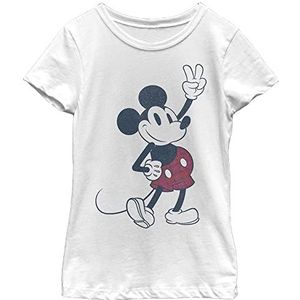 Disney Characters Plaid Mickey Girl's Solid Crew Tee, Wit, XS, Weiß, XS