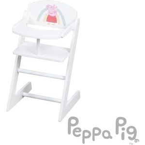 roba Peppa Pig Poppenstoel met Dienblad - Stoel voor Babypoppen - Hout Wit Gelakt - Motief van de Tekenfilmserie - Poppenmeubels voor Kinderen vanaf 3 Jaar