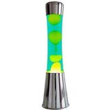 Fisura - Lavalamp. Lamp met ontspannend effect. Inclusief reservelamp. 11 cm x 11 cm x 39,5 cm. (Geel, chroom)