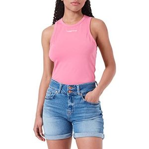 TheJoggConcept JCSIMONA Tanktop voor dames, tanktop met korte mouwen, basic shirt met opschrift Slim Fit, 162126/Azalea Roze, L
