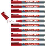 edding 361 whiteboardmarker - rood - 10 whiteboardstiften - ronde punt 1 mm - boardmarker uitwisbaar - voor whiteboard, flipchart, magneetbord, prikbord, memobord - sketchnotes - navulbaar