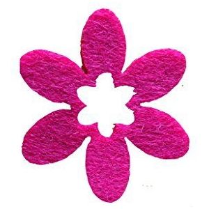 Petra's Bastel News Strooidecoratie 100 x bloem 40 mm, vilt/roze, 4 cm
