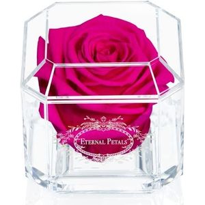 Een 100% echte roos, die een jaar lang meegaat – een perfect cadeau – witgoud solo (hot pink)