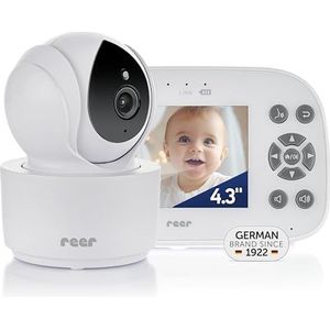 reer BabyCam XL Move Digitale video-babyfoon, afluisterveilige FHSS-technologie, 4,3"" TFT-scherm, 300 m bereik, zwenk- en kantelbare camera, nachtzicht, intercomfunctie, wit