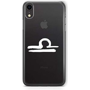 Zokko Beschermhoesje voor iPhone XR, motief: weegschaal, zacht, transparant, witte inkt.