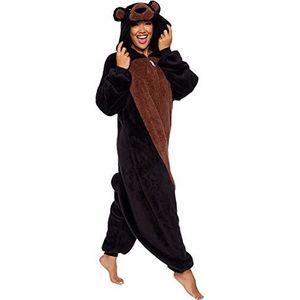 Funziez! Sherpa Bear Adult Onesie - Animal Halloween Costume - Plush Teddy One Piece Cosplay Suit for Adults, Women and Men