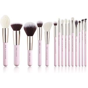 Jessup - Make-Up Borstels - Set van 10 - Roze Houten Handvat - Synthetische Haren