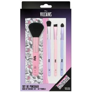 Disney Villains - Les Vilains Make -upborstels Game - X4 Facial Brush + Storage Kit - Ursula - Malifica - Cruella D'Eber - Les Méchants